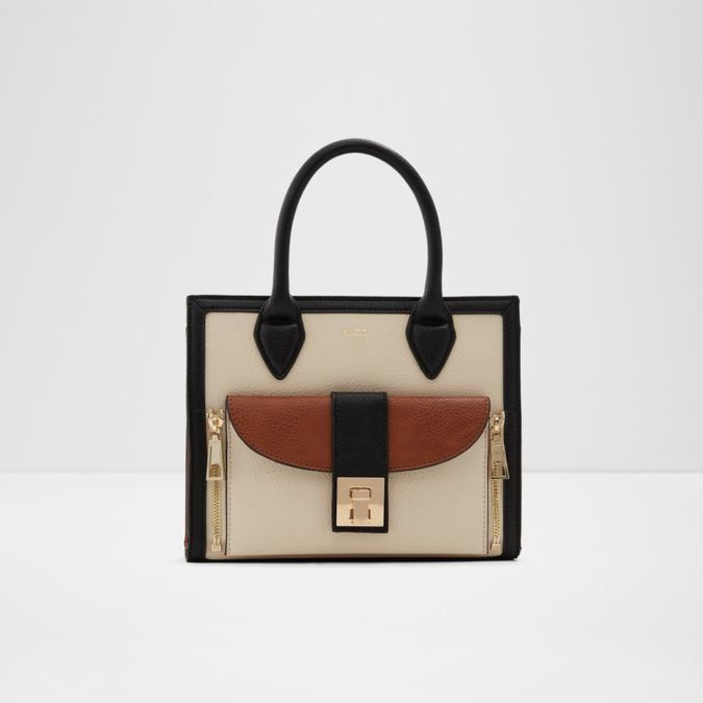 Aldo Black, Brown, and Cream Handbag with Removable Pouch